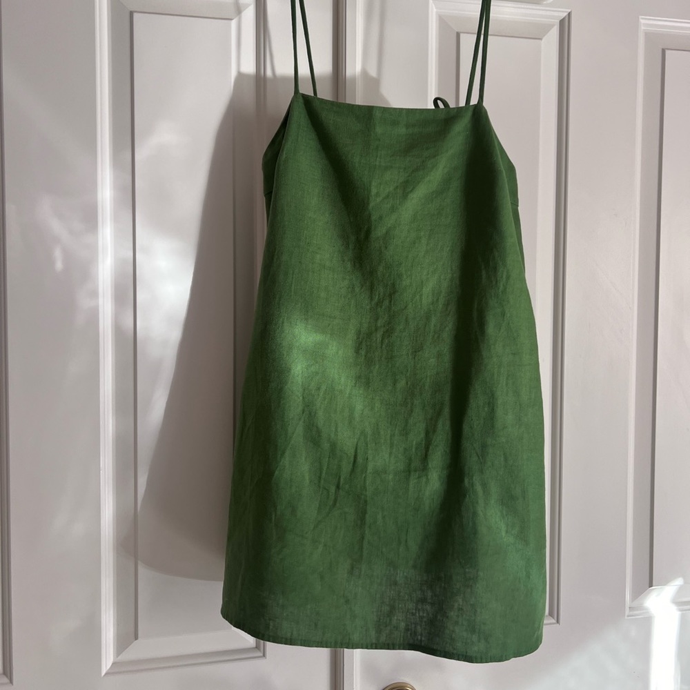Reformation Aubree Linen Dress in Green